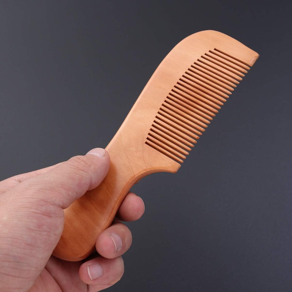 Minkissy 3pcs Peach Wooden Combs Natural Wood Hair Combs Anti-static Combs Half Moon Square Handle Shape Wooden Combs