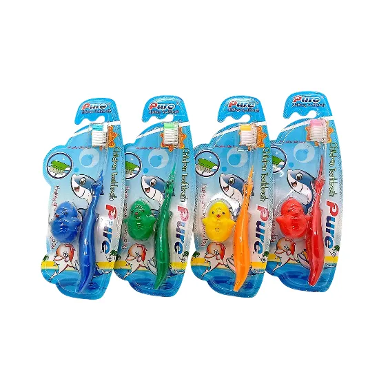 Children's toothbrush in the shape of a dolphin with a pure cover