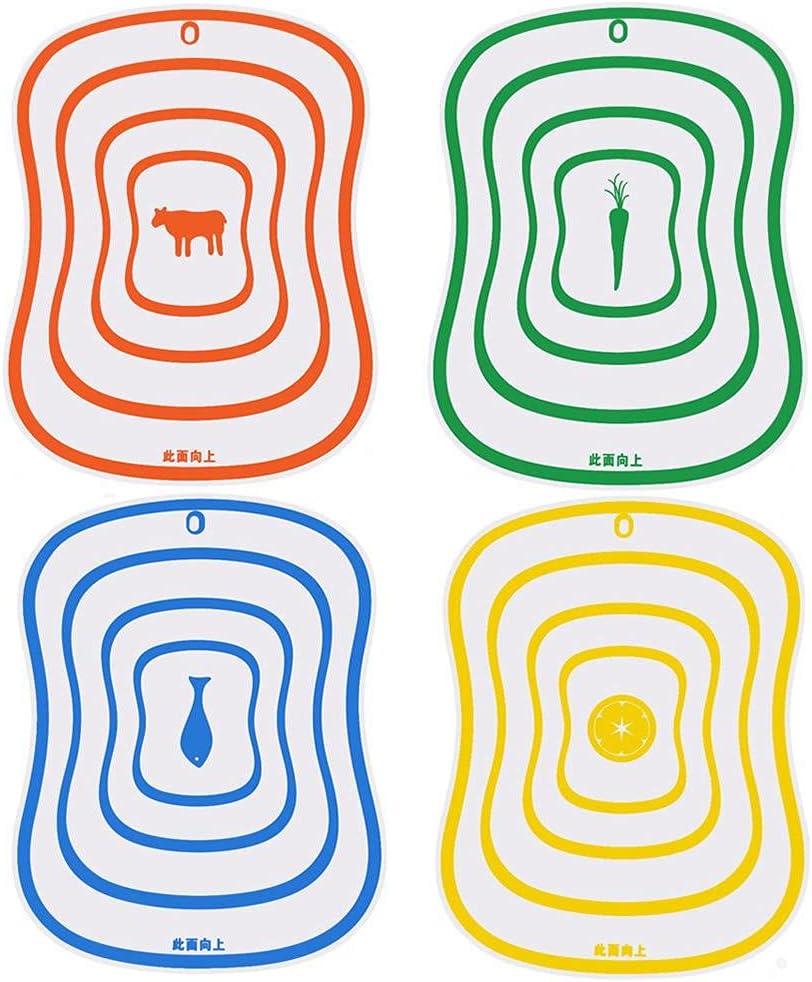 Flexible plastic cutting board, 4 pieces, 4 colors, large size