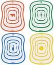 Flexible plastic cutting board, 4 pieces, 4 colors, large size