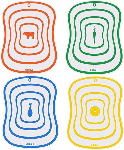 [TA-512101010] Flexible plastic cutting board, 4 pieces, 4 colors, large size